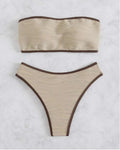 Strapless solid color bikini swimsuit for women, bikini