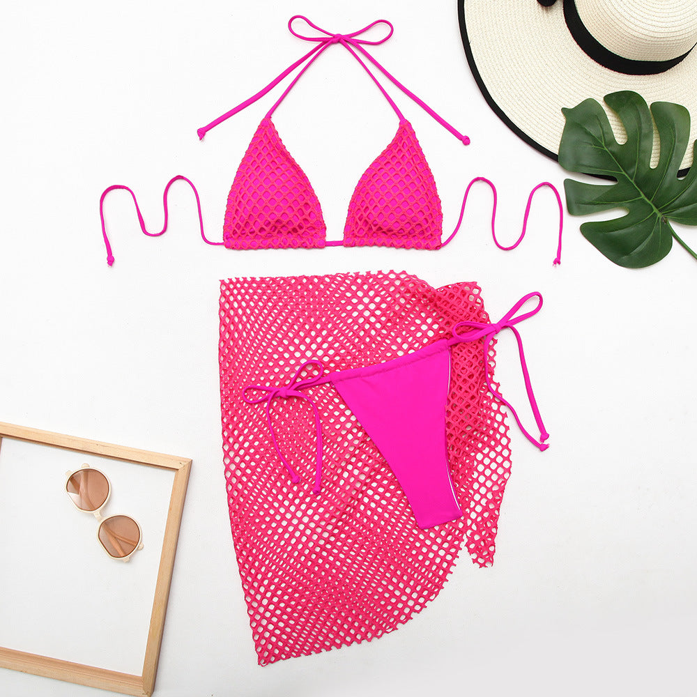 Tethered bikini three piece swimsuit bikini