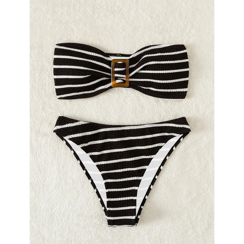 Striped women's split bikini