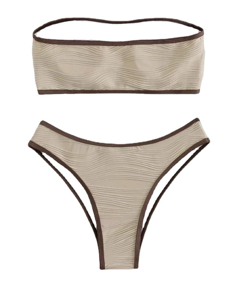 Strapless solid color bikini swimsuit for women, bikini