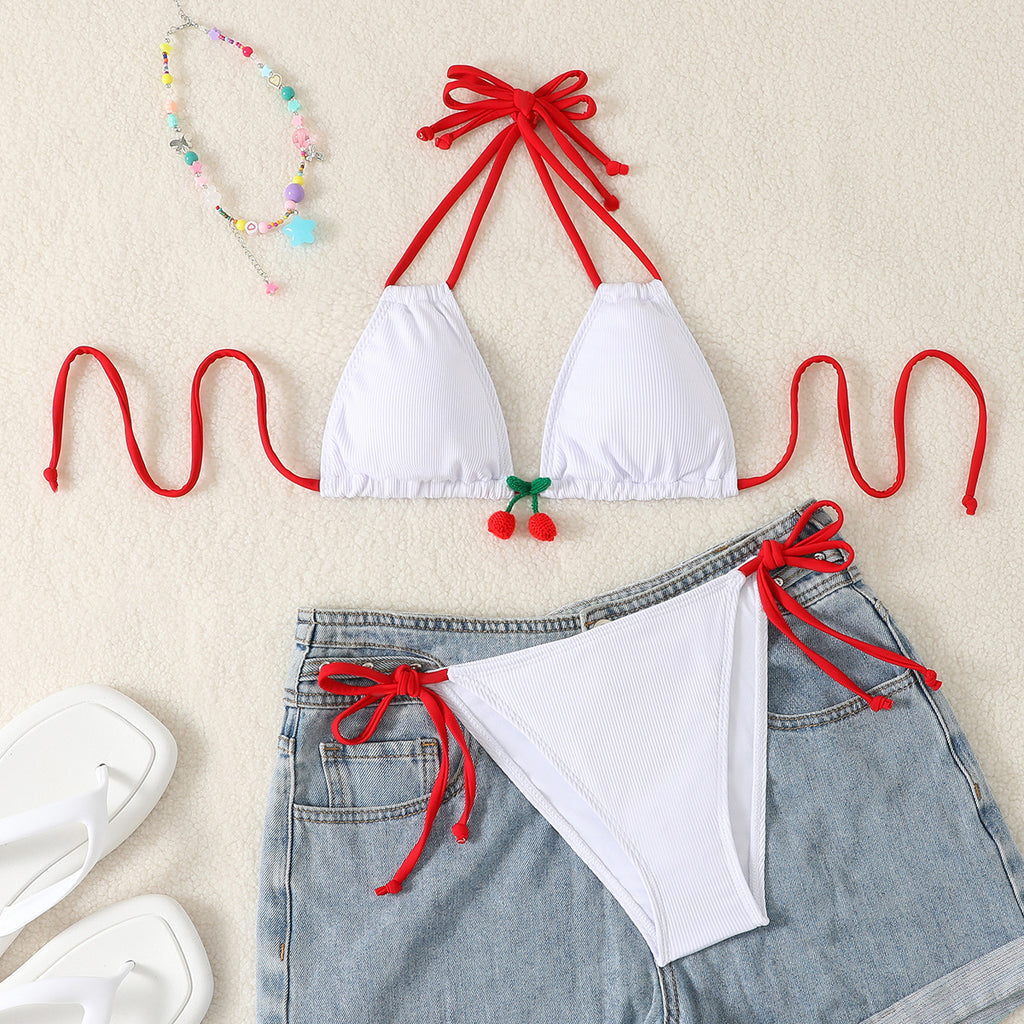 Cherry solid color bikini