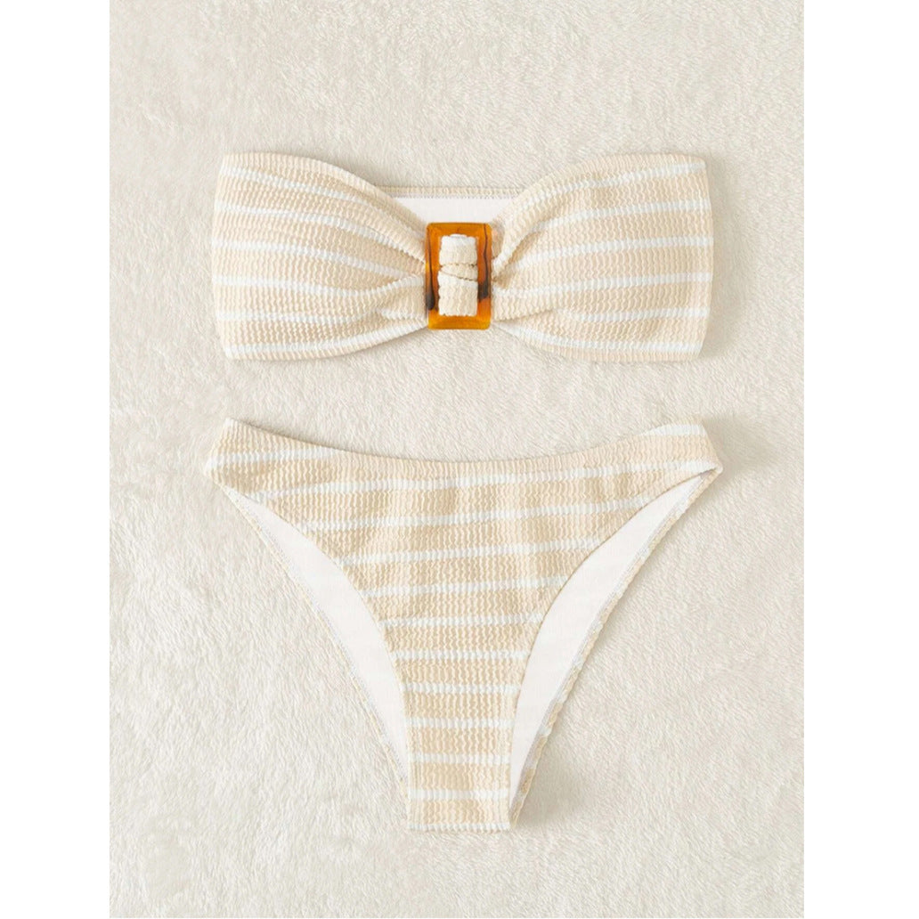 Striped women's split bikini