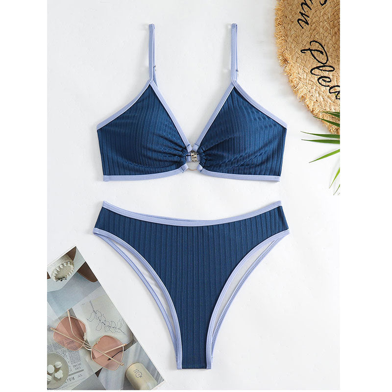 Pit stripe split bikini