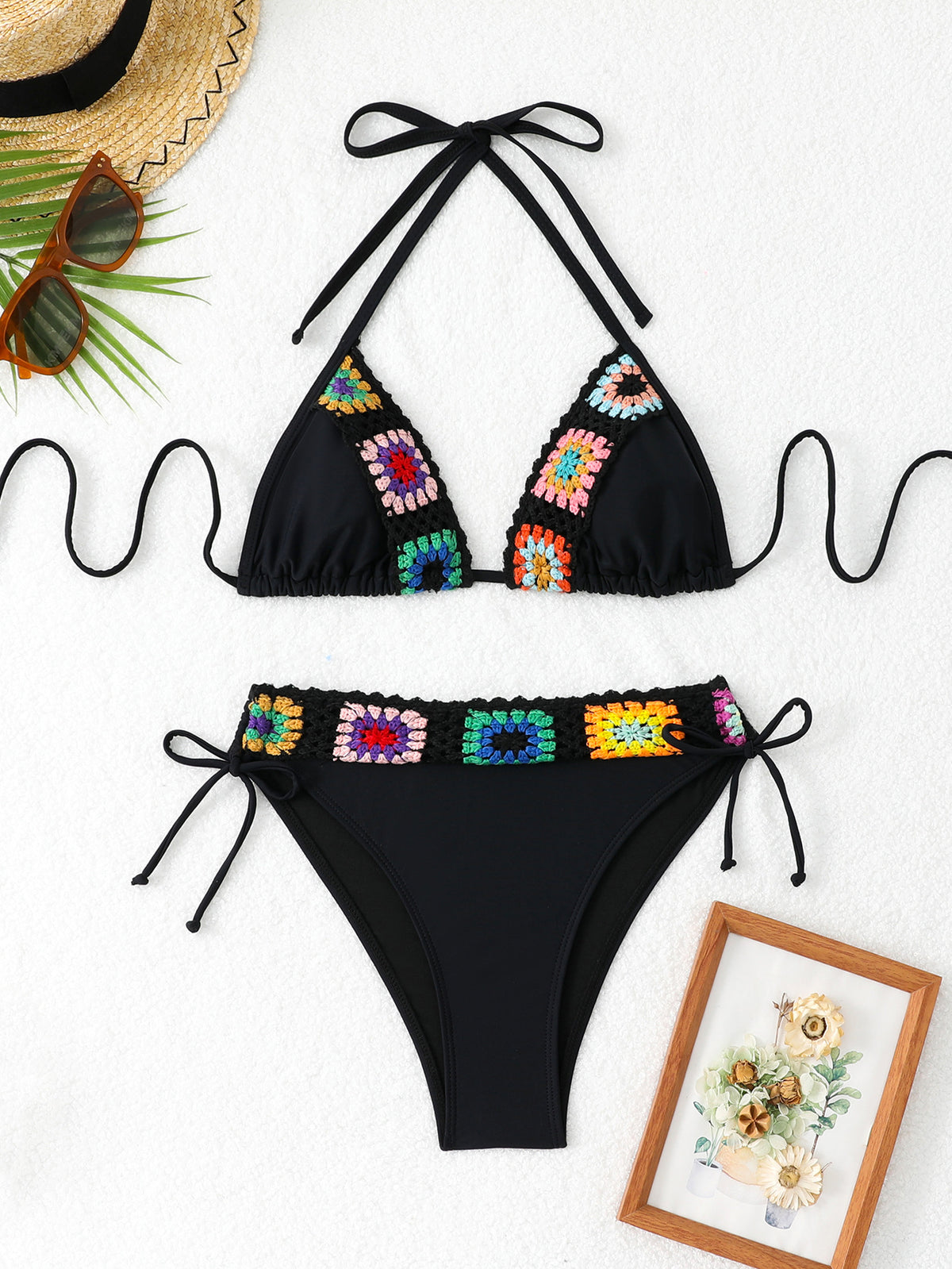 Solid color women's bikini three-point bikini