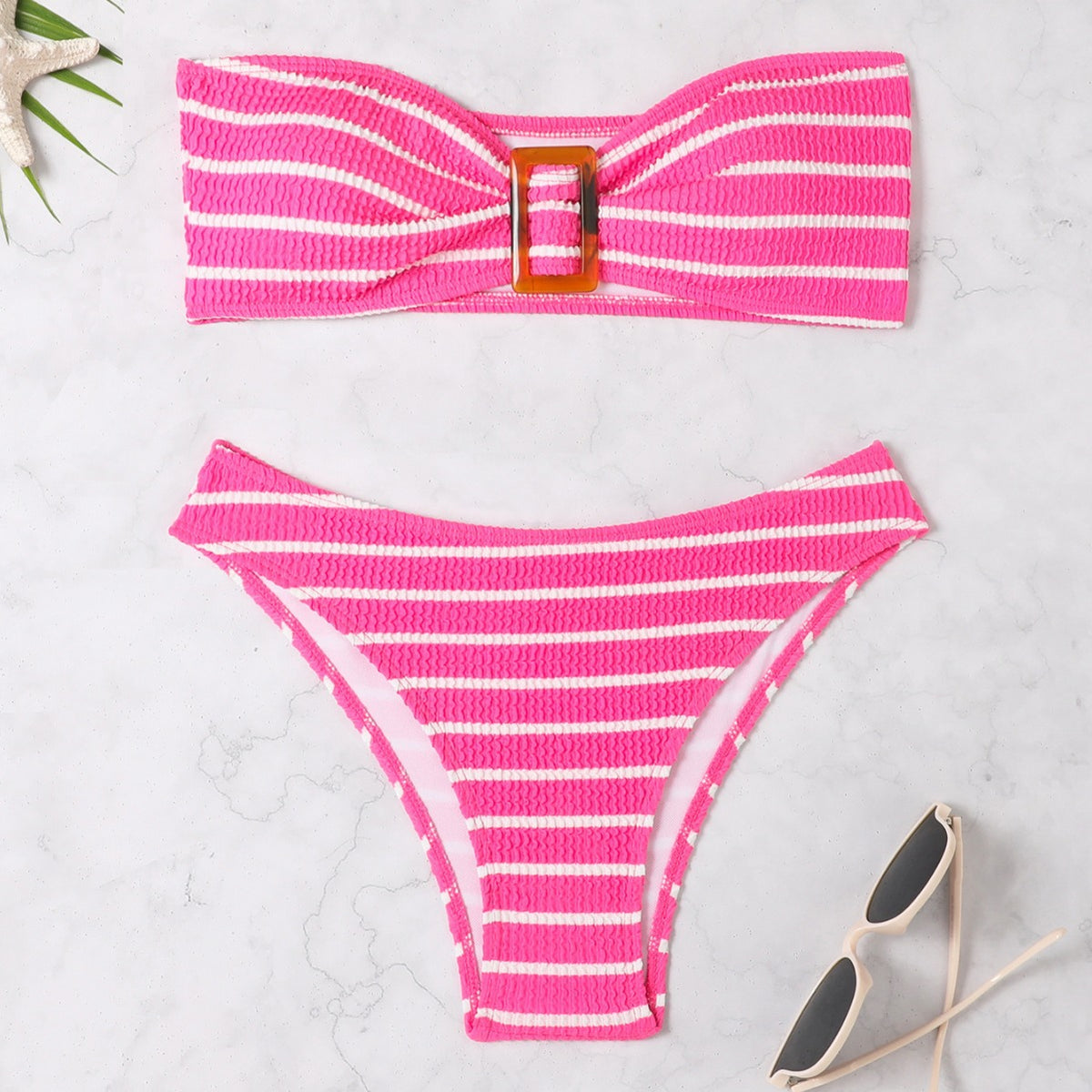 Striped strapless bikini swimsuit for women, bikini