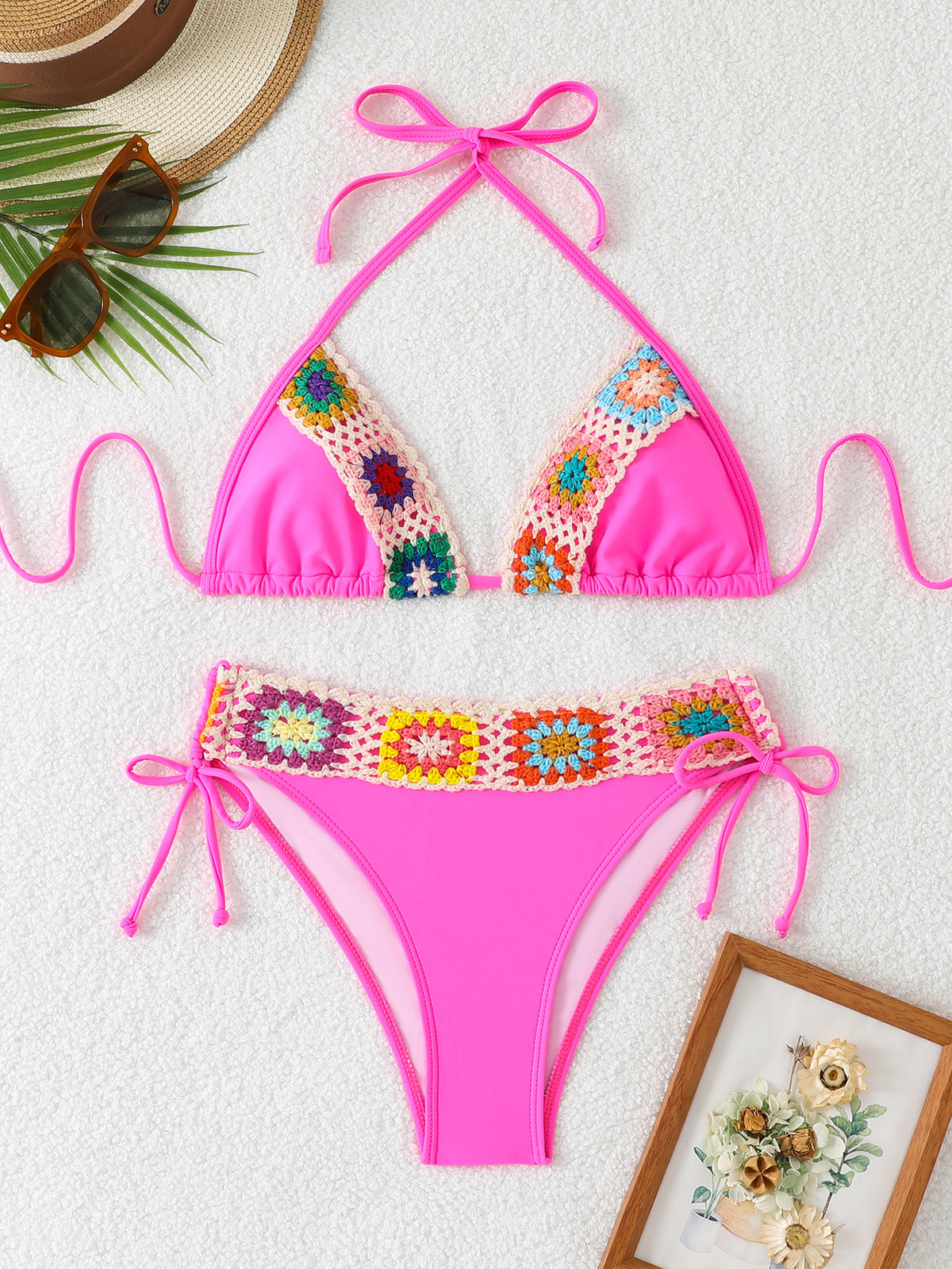 Solid color women's bikini three-point bikini