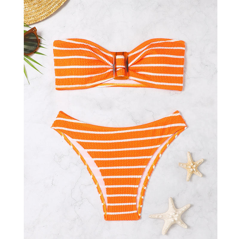 Striped women's split bikini