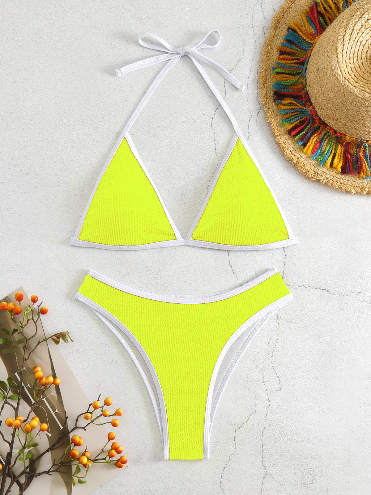 Solid color triangle bikini