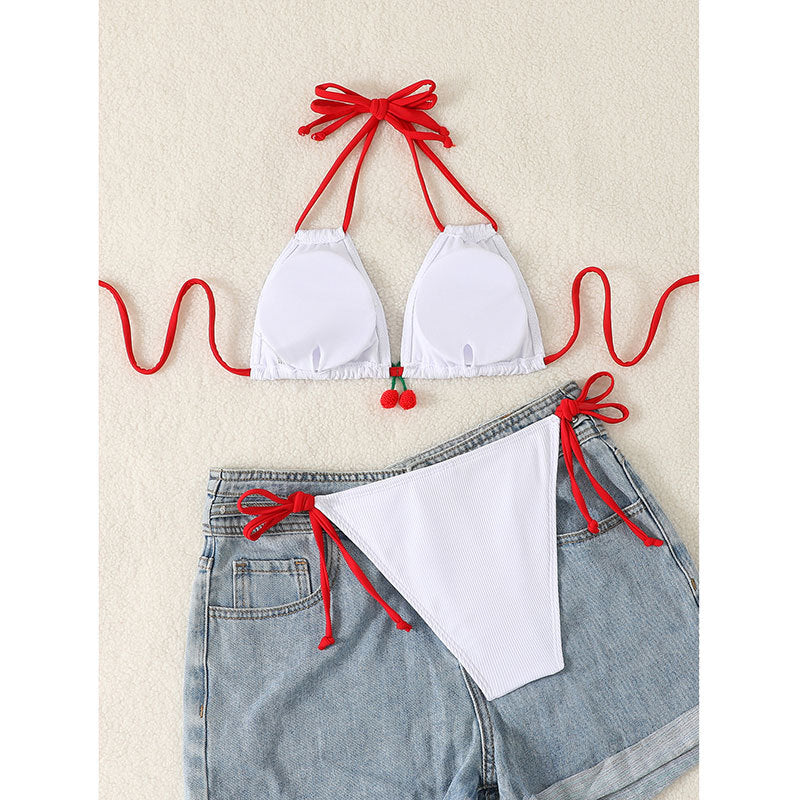 Cherry solid color bikini