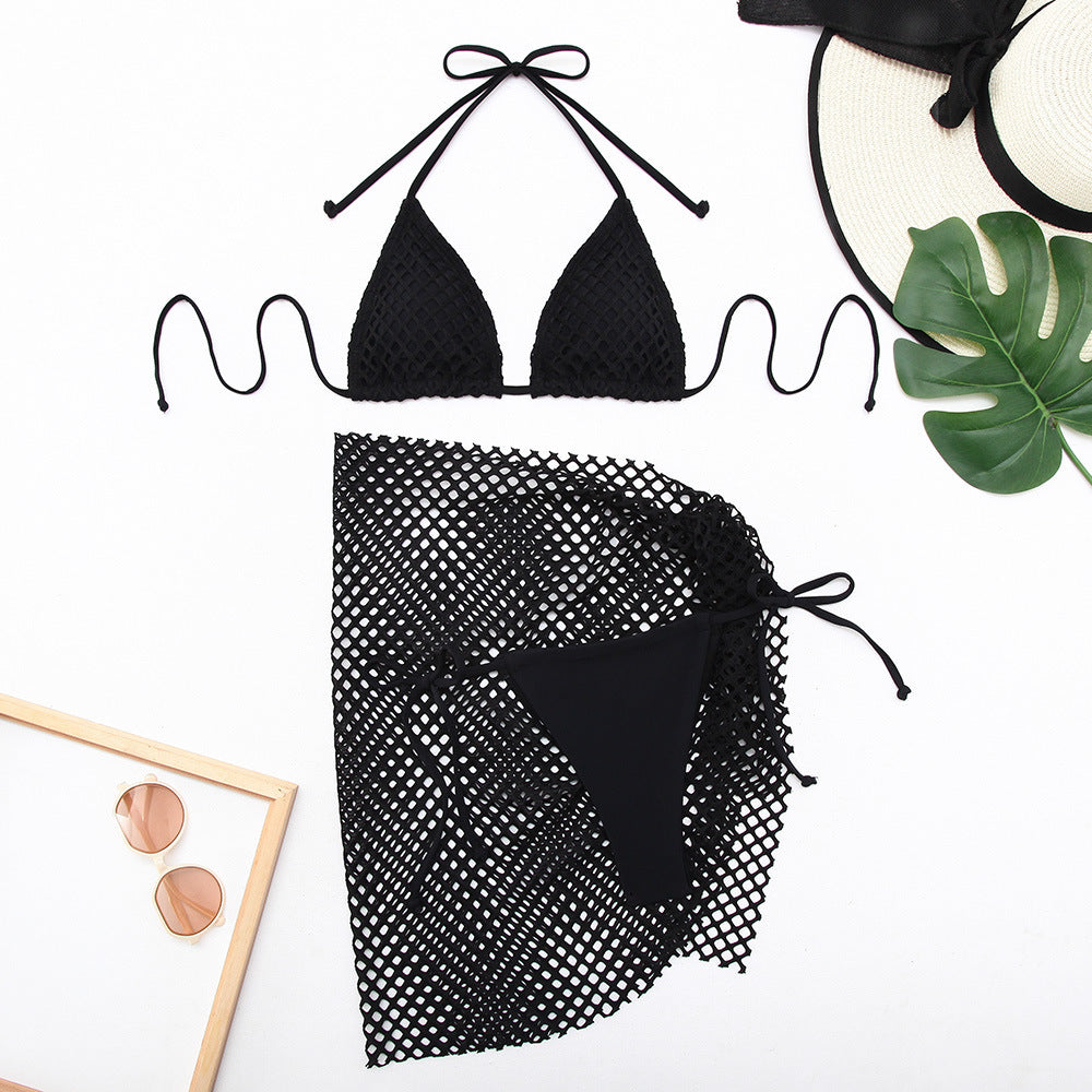 Tethered bikini three piece swimsuit bikini