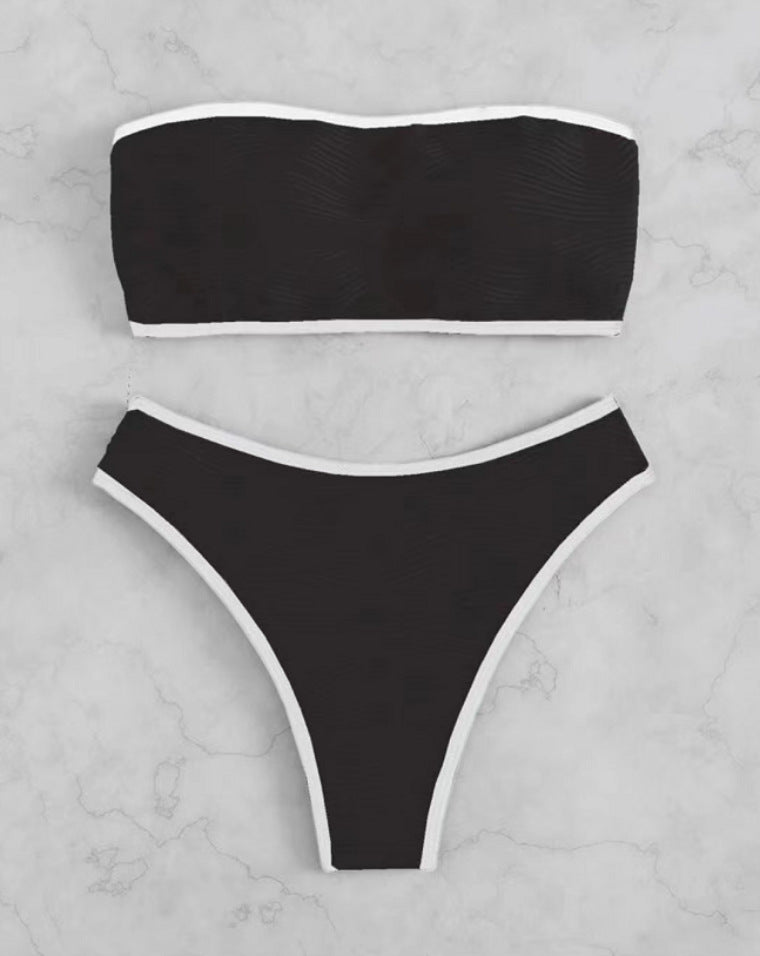 Strapless solid color bikini swimsuit for women, bikini