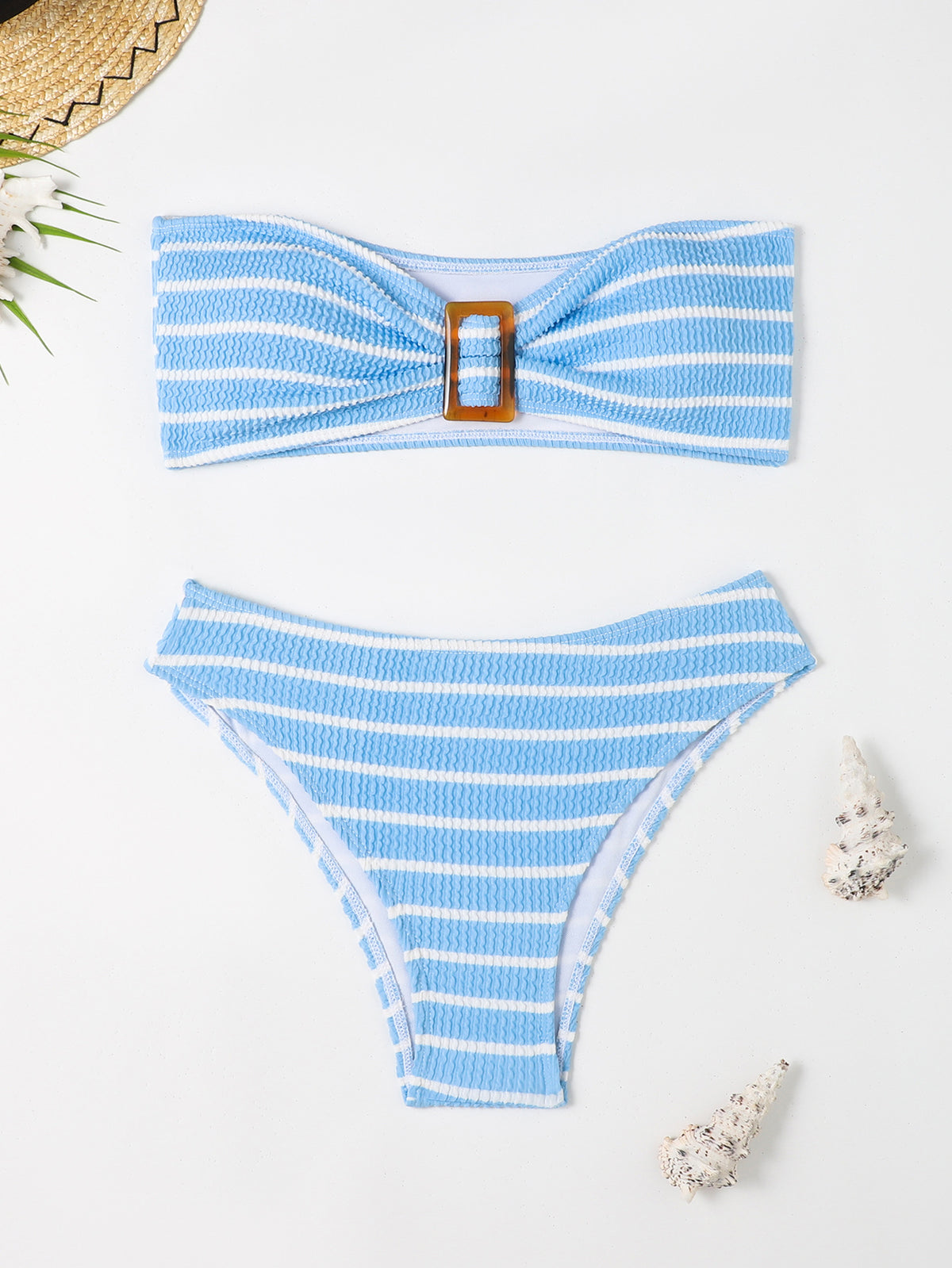 Striped strapless bikini swimsuit for women, bikini