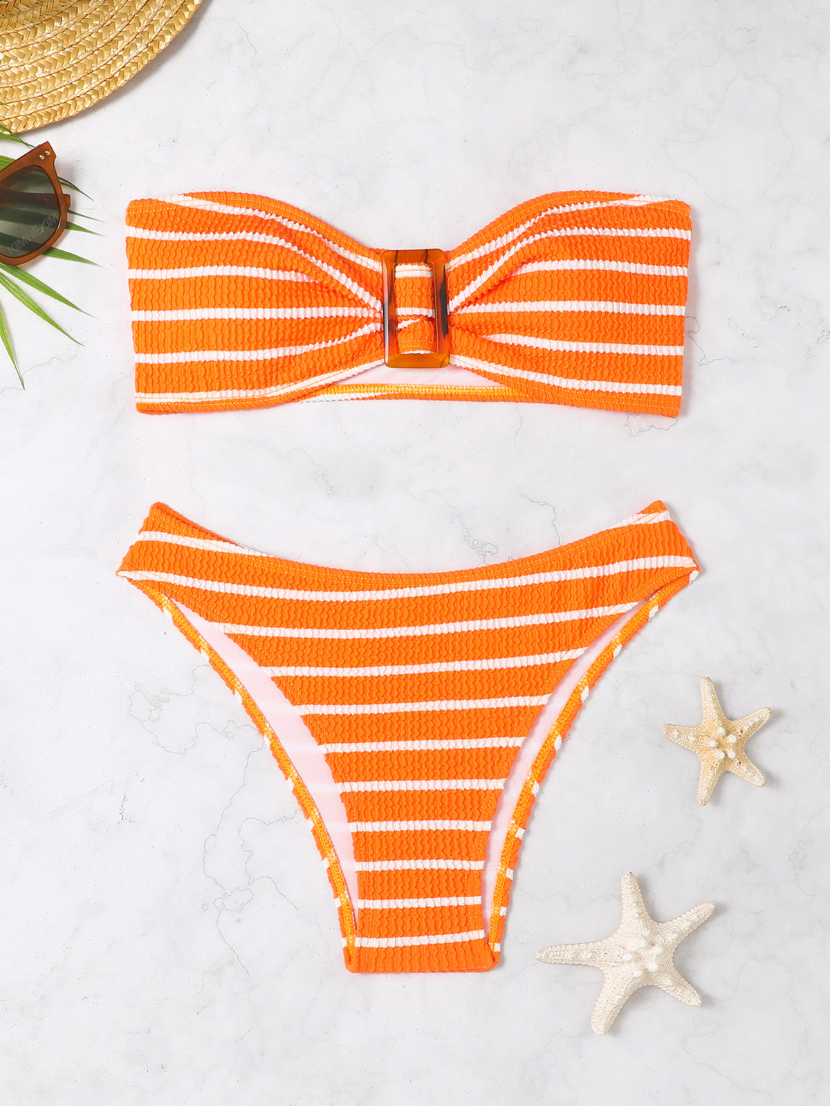 Striped strapless bikini swimsuit for women, bikini