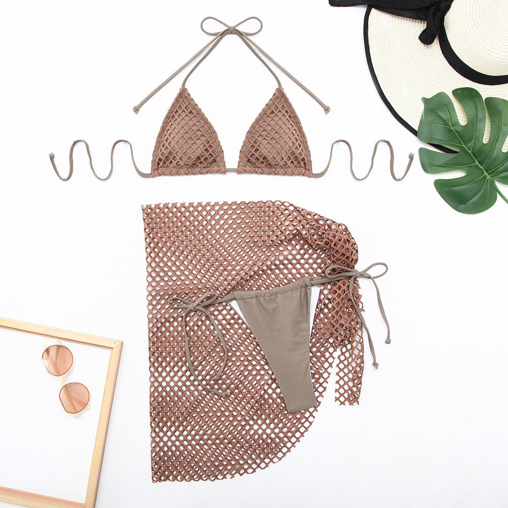 Tethered bikini three piece swimsuit bikini