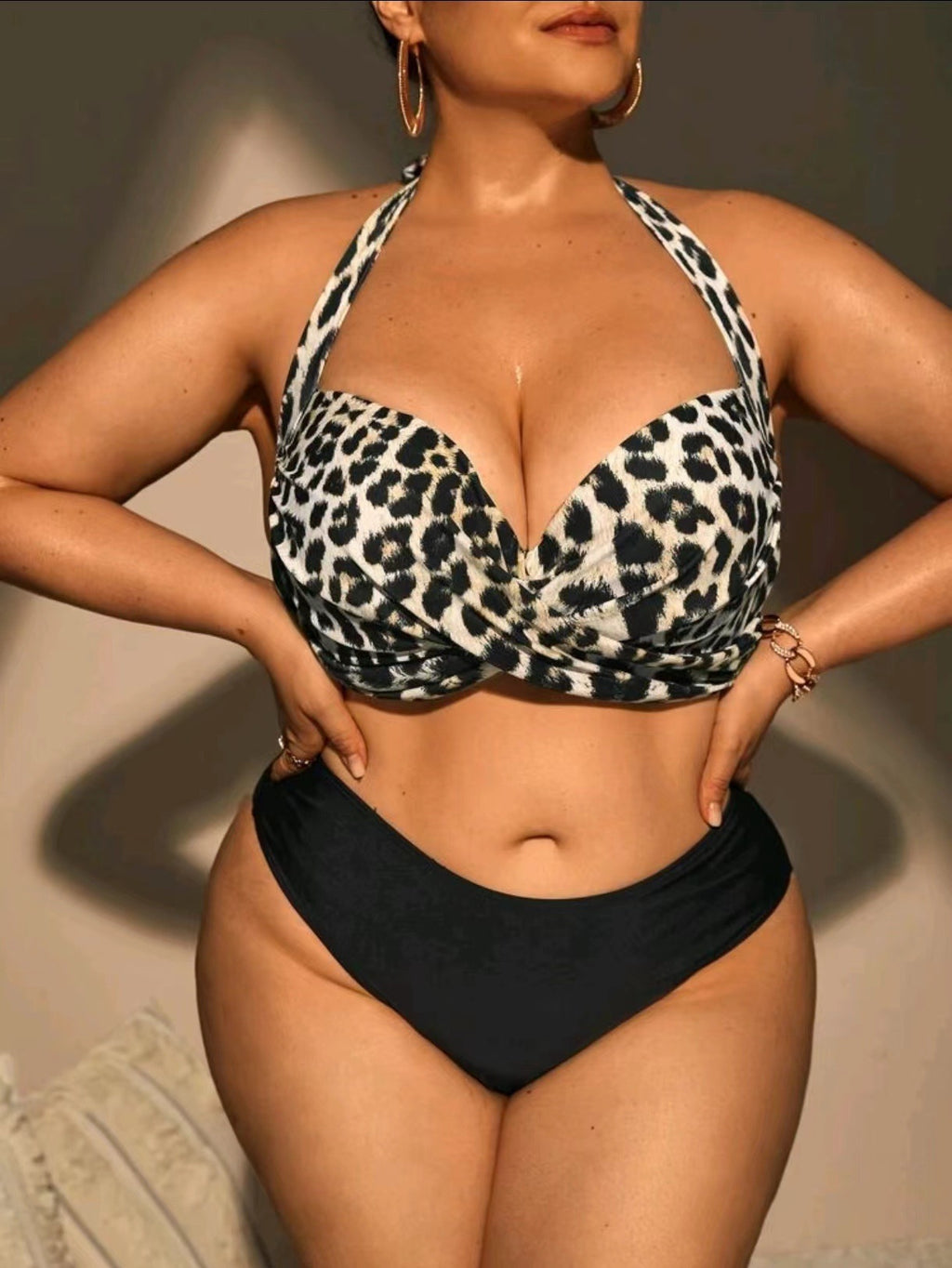 Split high waisted leopard print bikini bikini