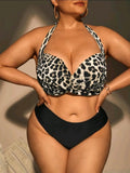 Split high waisted leopard print bikini bikini