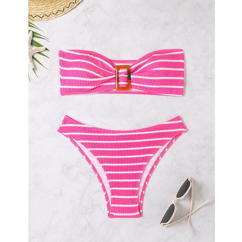 Striped women's split bikini