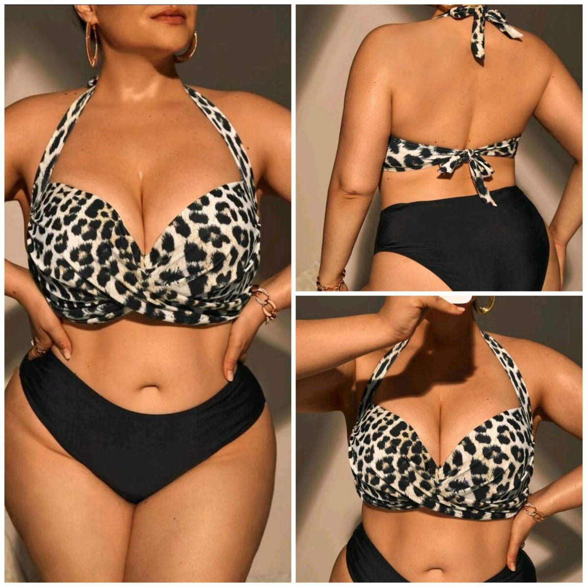 Split high waisted leopard print bikini bikini