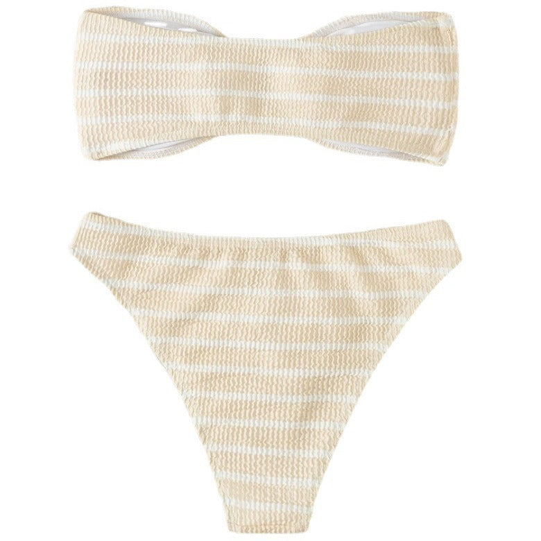 Striped strapless bikini swimsuit for women, bikini