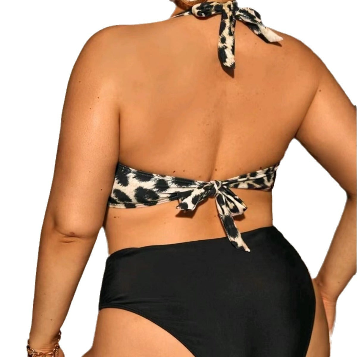 Split high waisted leopard print bikini bikini