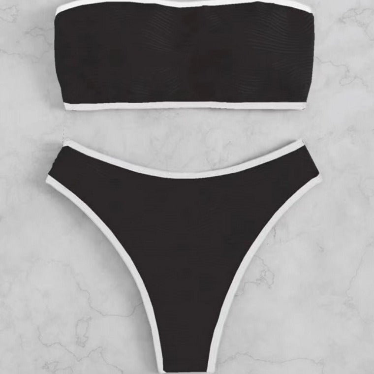 Strapless solid color bikini swimsuit for women, bikini
