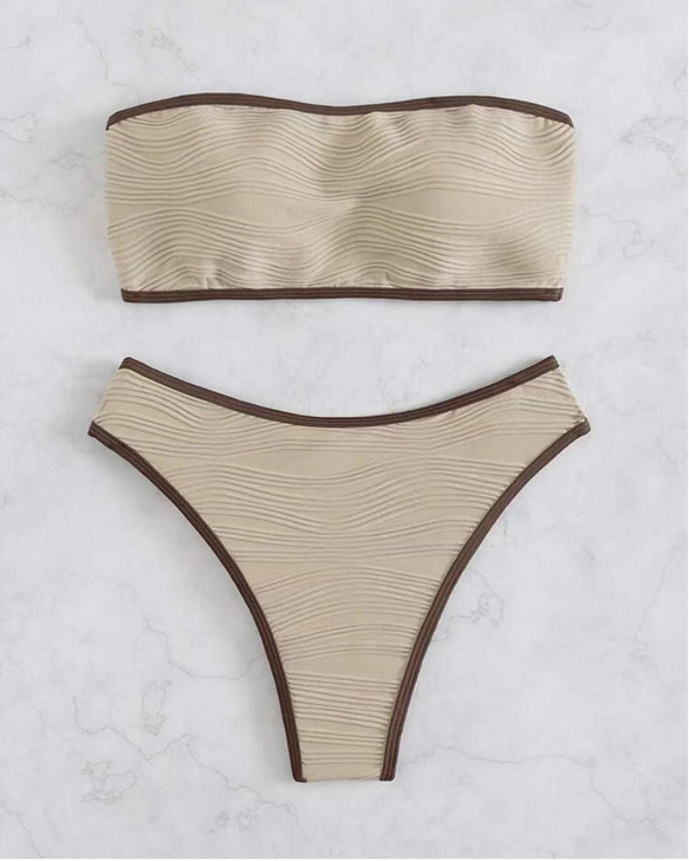 Strapless solid color bikini swimsuit for women, bikini